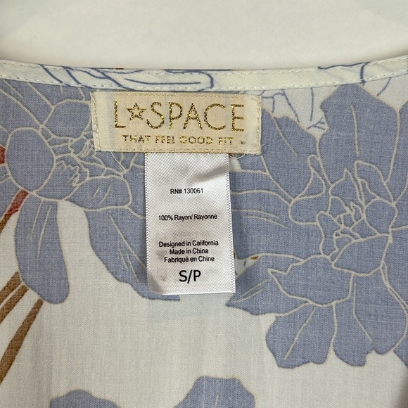 L*Space Kellen Dress Tie Front Blue Floral Beach Summer Resort Small Cutout - Picture 6 of 13